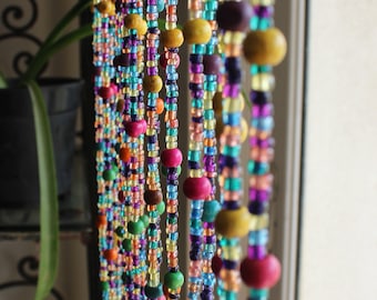 Bohemian Curtain , Glass Beads , Beaded Curtain , Hippy Curtain for Doorways , Bell Strings , Glass Beads Strands , Gemstones Height 76"Inch