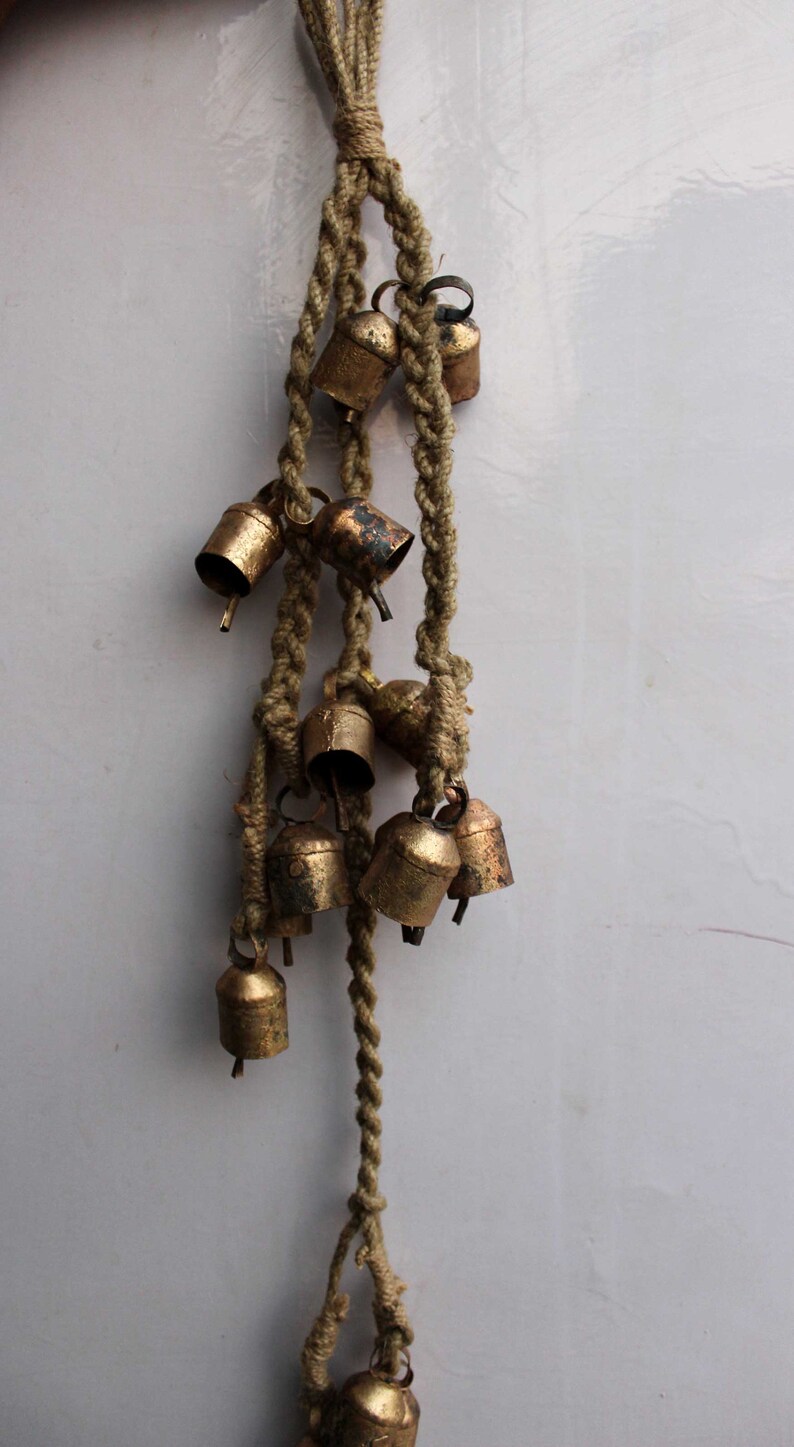 15 Vintage Rustic Iron Tin Bells Hanging Chime Mobile String Etsy