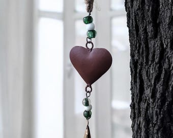 Decorazione Natalizia Da Appendere A Forma Di Campana In Vetro Trasparente E Abete In Legno Di Olmo Verde Natural Christmas 244810