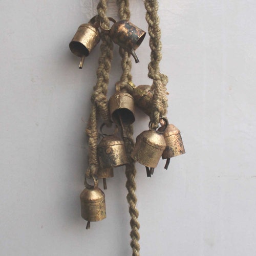 4 Rustic Dome Shape Iron Bells Hanging Chime Mobile String Etsy