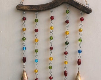 Handmade Boho Garden Hanging Chime Sun catcher Multi color Beaded Mobile