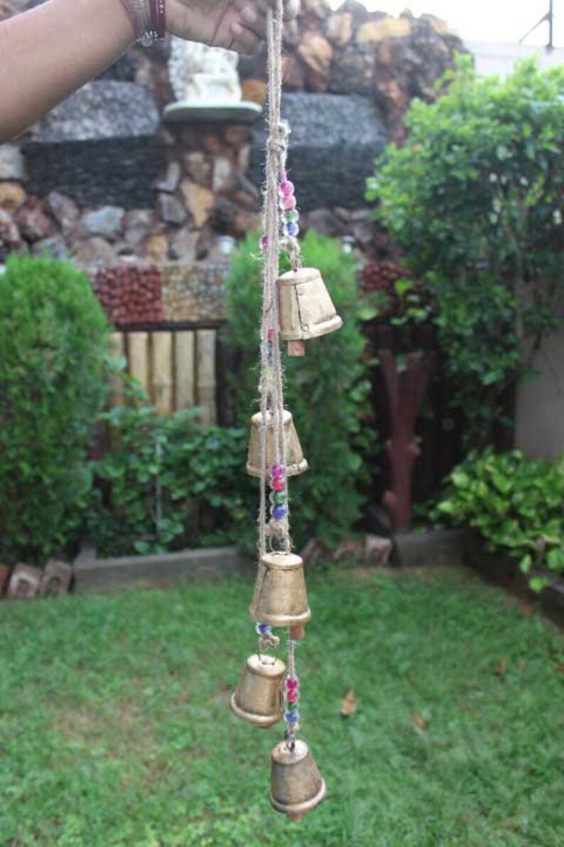5 Vintage Bells Hanging Chime Mobile String Decoration 72 Cm Etsy