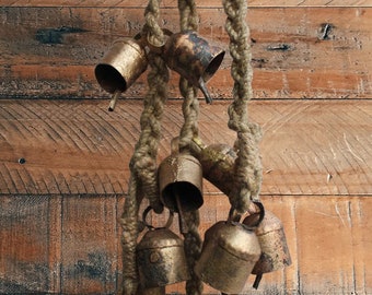 Shabby Chic Rustic Look Vintage Bells Wind chime Decoration for Indoor Outdoor Patio and Garden Country Décor