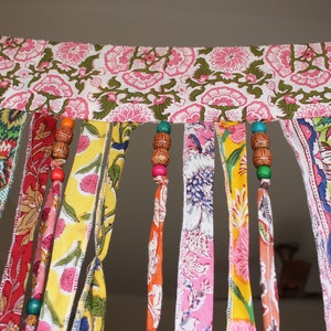 Handmade 100%Cotton Bohemian Hippie Beaded Window Curtain Multicolour Boho Rod Pocket Front Door Decor Curtains image 8