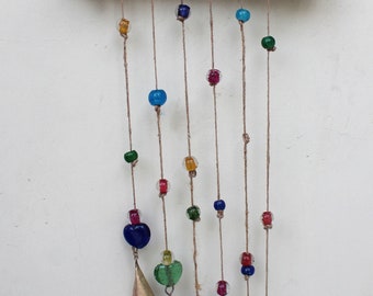 Handmade Boho Decoration Garden Hanging Chime Sun catcher Multi color Beaded Mobile