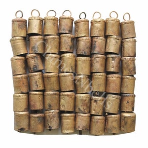 100 Pc Vintage Mug Bells Recycled Iron Tin Cow Bells  2&quot; Inches Height Chimesnbells bronze color Antique Look Handmade Indian Metal Craft