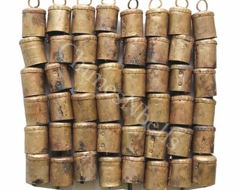 100 Pc Vintage Mug Bells Recycled Iron Tin Cow Bells  2&quot; Inches Height Chimesnbells bronze color Antique Look Handmade Indian Metal Craft