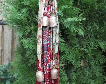 8 Vintage Tin Bells Hanging Chime Mobile String Garden Outdoor Indoor Patio Decoration 76cm Length