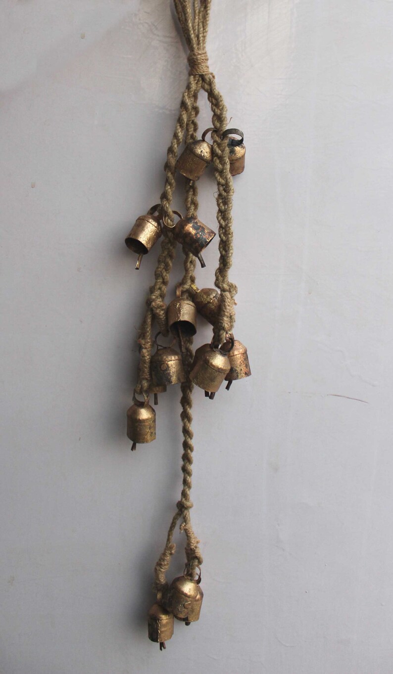 15 Vintage Rustic Iron Tin Bells Hanging Chime Mobile String Etsy