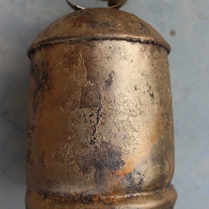 Recycled Iron Cow Bell 6&quot; Height Antique Look Indian Metal Craft Bronze Color
