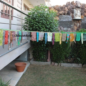 Handmade Old Silk Sari Saree Boho Hippy Hippie Garland Bunting Flags Banner Outdoor Indoor Patio Decoration 7 Meters Length