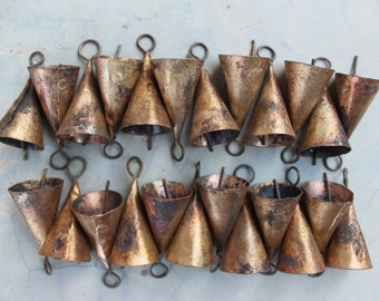 Triangle Cone Bells Bronze Color Vintage Look Recycled Iron Tin Cow Bells 1.75&quot; Inches Height 50 Pcs