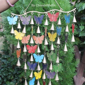 Recycled Iron Butterfly Boho Theme Hanging Wind Chime Garden Indoor Outdoor Patio Decoration
