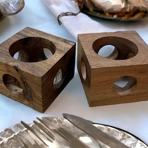 Handmade Rustic Wooden Napkin Rings Set Dinner Party Wedding Decoration 12 Pc Set , Bohemian Theme Farmhouse Country Décor