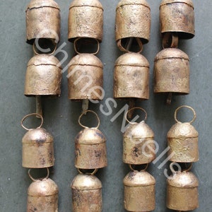 Rounded Top Recycled Iron Tin Vintage Cow Bells Antique Look 16 Pieces Lot Indian Metal Crafts