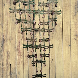 Recycled Iron Dragonfly Hanging Wind Chimes for Outside Garden Decor Indoor Outdoor Patio Decoration