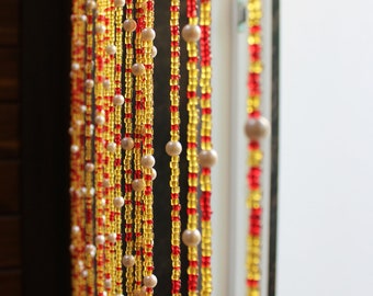 Bohemian Curtain , Glass Beads , Beaded Curtain , Hippy Curtain for Doorways , Bell Strings , Glass Beads Strands , Gemstones Height 76"Inch