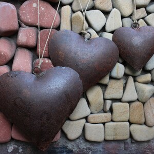 Antique Rustic Metal Heart Wall Hanging Ornaments Gifts Decorative Christmas Tree Ornaments Set 3 Pieces