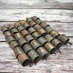 Shabby Chic Rustic Rounded Top Recycled Iron Tin Vintage Cow Bells  2&quot; Inches Height Set of 18 Pcs