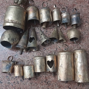 Handmade Shabby Chic Rustic Iron Tin Bells Set Assorted Designs