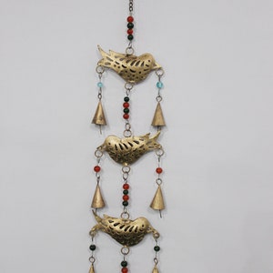Iron Metal Hanging Birds Bells Chime Decoration Door Hanging Boho Theme Farmhouse Country Décor 60 cm Length