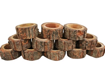 Handmade Rustic Wooden Napkin Rings Set Dinner Table Decoration