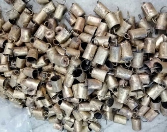 100 Vintage Recycled Iron Cow Bells, Rustic Bronze Finish, 2.5" Craft Bells