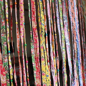 Handmade 100%Cotton Bohemian Hippie Beaded Window Curtain Multicolour Boho Rod Pocket Front Door Decor Curtains image 7