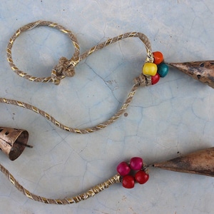 3 Vintage Cone Shape Bells Hanging Chime Mobile String Decoration 66 cm Length