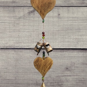 Handmade Heart Bells Hanging Decoration Love Gifts Rustic Finish 72 cm Length Home Décor Gifts Ornaments Hanging Chimes