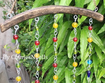 Handmade Boho Garden Hanging Chime Sun catcher Multi color Beaded Mobile