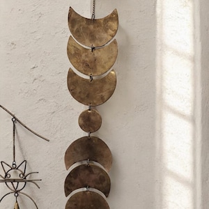 Handmade Moon Phase Wall Hanging | Wall Decor | Moon Cycle | Bohemian Wall Art | Boho Home Decor Ornaments , Antique Gold Finish 62 cm H