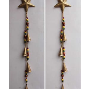 Handmade 4 Bells Star Hanging Chime Decoration Door Hanging Home Ornaments 70 cm Length ( Pair )