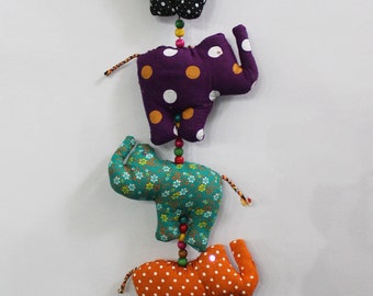 Campanelli tradizionali indiani a forma di elefante, appesi alla porta, multicolore, decorazione mobile a corda, lunghezza 76 cm