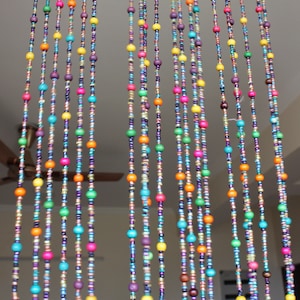Bohemian Hippy Beaded Curtain for Doorways Multicolour Glass Beads Stands 80&quot; inch Height Strings , Gemstones , Boho Home Décor Ornaments