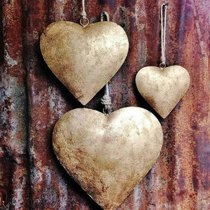 Indian Metal Heart Wall Hanging Ornaments Gifts Decorative Collectibles Set 3 Pieces