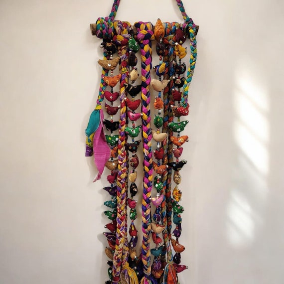 Recycled Silk Sari Fabric Wall Hanging , Bohemian Home Décor Wall