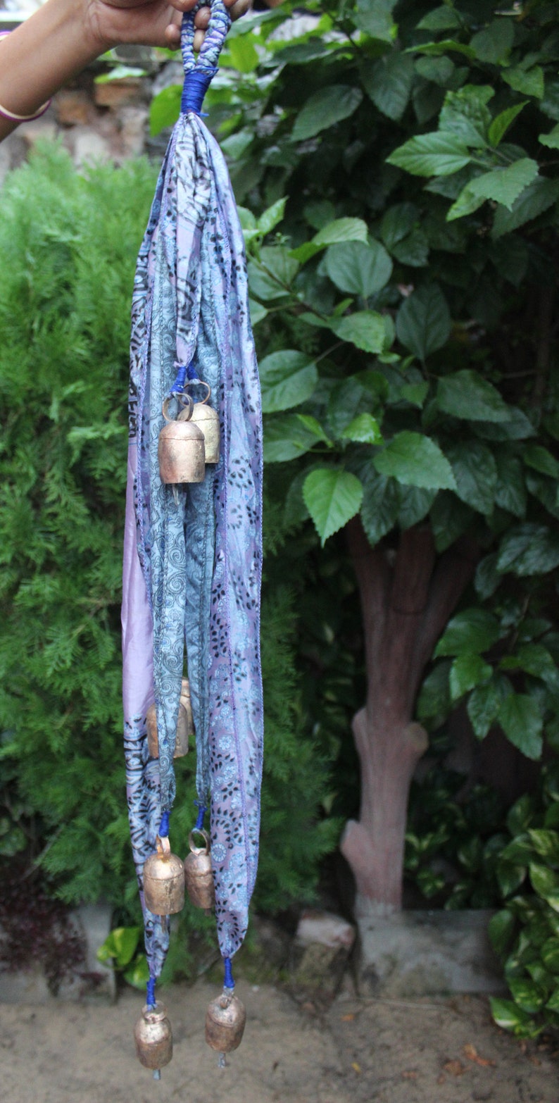 8 Vintage Tin Bells Hanging Chime Mobile String Garden Outdoor Etsy