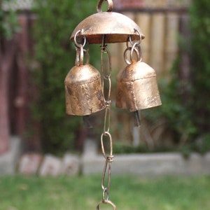 13 Tin Bells Vintage Windchime Garden Ornaments Outdoor Indoor Patio Decor 56 cm Length Indian Craft