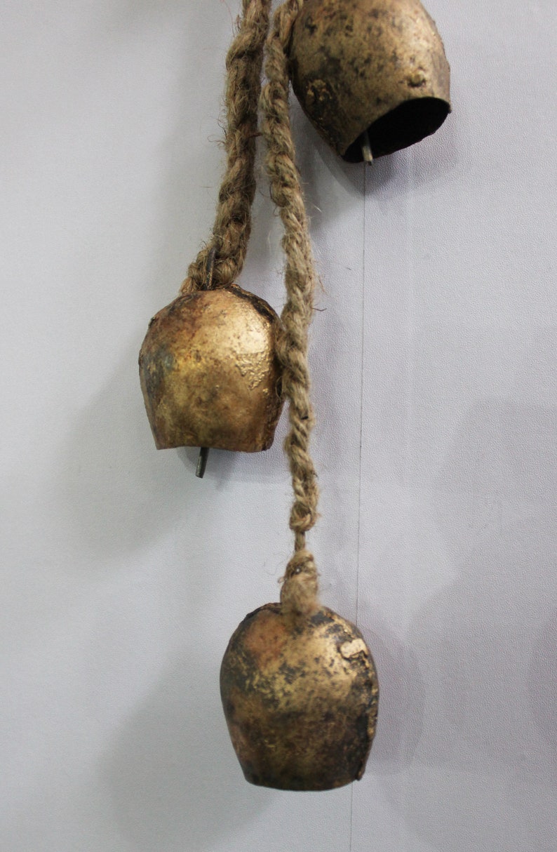 4 Rustic Dome Shape Iron Bells Hanging Chime Mobile String Etsy