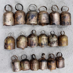 Shabby Chic Rustic Iron Tin Bells Bronze Color 150 Pieces Assort. Lot Indian Bells Metal Crafts
