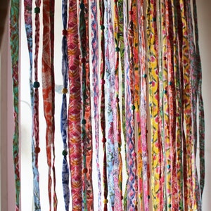 Handmade 100%cotton Bohemian Hippie Beaded Doorway/window Curtain Multicolour Boho Rod Pocket ...