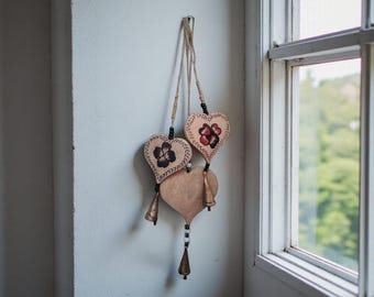 Houten hart hangende ornamenten aan de muur, valentijnscadeauset 3 stuks