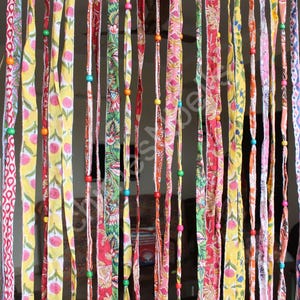 Handmade 100%Cotton Bohemian Hippie Beaded Doorway Curtain Multicolour Boho Rod Pocket Front Door Decor Curtains
