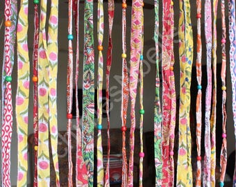Handmade 100%Cotton Bohemian Hippie Beaded Doorway Curtain Multicolour Boho Rod Pocket Front Door Decor Curtains