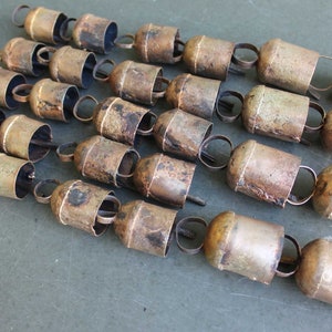 Vintage Rounded Top Recycled Iron Tin Cow Bells Bronze Color 28 Pieces Lot Indian Metal Craft