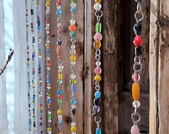 Bohemian Beaded Curtain | Colorful Glass Beads, Glass, Crystal, Bead Strands for Windows, Doorway Arch, Gemstones, Sun Catcher