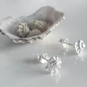 Recycled Silver Sea Shell Studs, Solid Silver Sea Shell Earrings