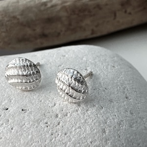 Recycled Silver Sea Shell Studs, Solid Silver Shell Earrings