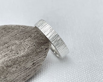 Argentium Silver Tree Bark Ring, Silver Unisex Ring, Recycled Silver Ring, Silver Wedding Band